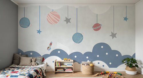 Design F0648 — Papier peint Espace Planètes Enfant — Novomur