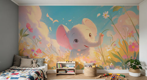Design F0794 — Papier peint Safari Bébé Pastel — Novomur