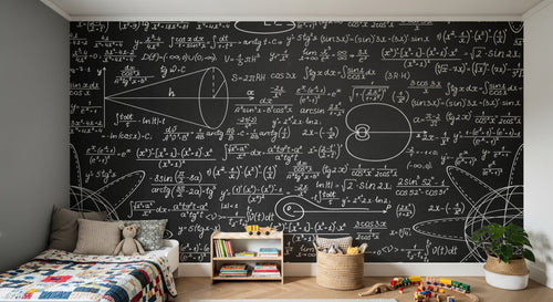Design L0385 — Papier peint Tableau Noir Mathématiques — Novomur