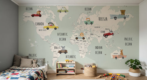 Design SD0718 — Papier peint Carte du Monde Enfant — Novomur