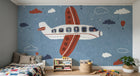 Design SL0046 — Papier peint Avion enfant animaux montgolfieres ciel — Novomur