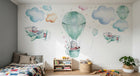 Design SL0274 — Papier peint Lapins aviateurs avions montgolfiere — Novomur