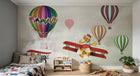 Design SL0326 — Papier peint Montgolfieres avions enfants animaux ciel — Novomur