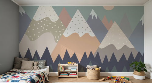 Design SL0429 — Papier peint Montagne Scandinave Enfant — Novomur