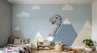Design SL0445 — Papier peint Dinosaure mignon montagnes nuages cartoon — Novomur