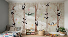 Design SL0581 — Papier peint Pandas grimpants ballons hamacs enfant — Novomur