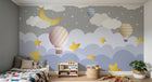 Design SL0618 — Papier peint Montgolfieres nuages lune etoiles enfant — Novomur