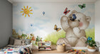 Design SL0692 — Papier peint Ours peluche papillons village soleil enfant — Novomur