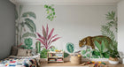 Design SL0778 — Papier peint Leopard jungle plantes diverses aquarelle — Novomur
