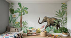 Design SL0779 — Papier peint Elephant jungle palmiers oiseaux paradis — Novomur