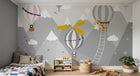 Design SL0788 — Papier peint Montgolfieres animaux montagnes scandinave — Novomur