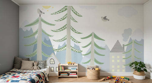 Design SL0840 — Papier peint Forêt Pins et Sapins - Collection 3 — Novomur