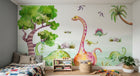 Design ZX0692 — Papier peint Dinosaures aquarelle arbres enfant — Novomur