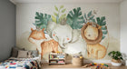 Design ZX0699 — Papier peint Tigre elephant lion aquarelle enfant — Novomur