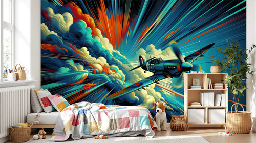 Design A0091 — Papier peint Avions et Véhicules Enfant — Novomur