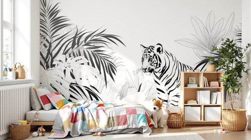 Design A0111 — Papier peint Jungle Enfant Tigre & Singes — Novomur