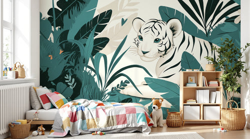 Design A0508 — Papier peint Jungle Enfant Tigre & Singes — Novomur