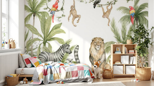 Design B002 — Papier peint Safari aquarelle savane & jungle — Novomur