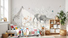 Design B008 — Papier peint Safari pastel doux feuillage graphique — Novomur