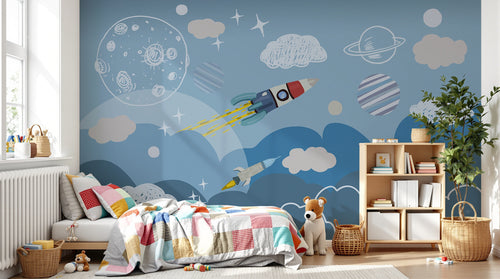 Design C0391 — Papier peint Espace Planètes Enfant — Novomur