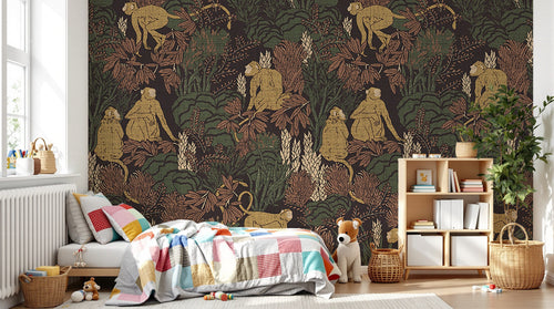 Design D0145 — Papier peint Jungle Enfant Tigre & Singes — motif grand — Novomur
