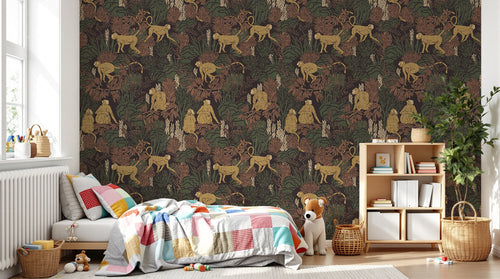 Design D0145 — Papier peint Jungle Enfant Tigre & Singes — motif standard — Novomur