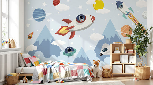 Design D0412 — Papier peint Espace Planètes Enfant — Novomur