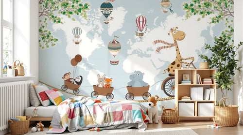 Design D0537 — Papier peint Carte du Monde Enfant — Novomur