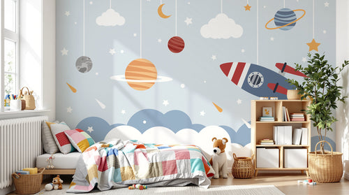 Design D0734 — Papier peint Espace Planètes Enfant — Novomur