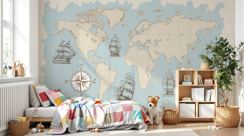 Design E0273 — Papier peint Carte du Monde Enfant — Novomur