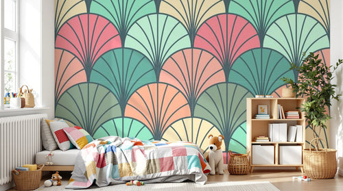Design E0538 — Papier peint Art Déco Éventails et Or - Collection 2 — Novomur