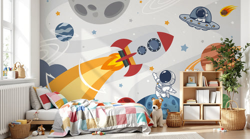 Design F0376 — Papier peint Espace Planètes Enfant — Novomur