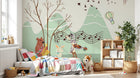 Design SL0205 — Papier peint Animaux musiciens montgolfieres montagne — Novomur