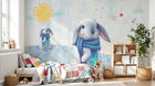 Design SL0213 — Papier peint Lapin blanc echarpe enfant aquarelle — Novomur