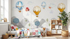 Design SL0258 — Papier peint Montgolfieres ciel montagnes neige enfant — Novomur