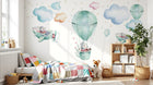Design SL0274 — Papier peint Lapins aviateurs avions montgolfiere — Novomur