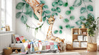 Design SL0275 — Papier peint Girafe maman bebe arbre aquarelle — Novomur