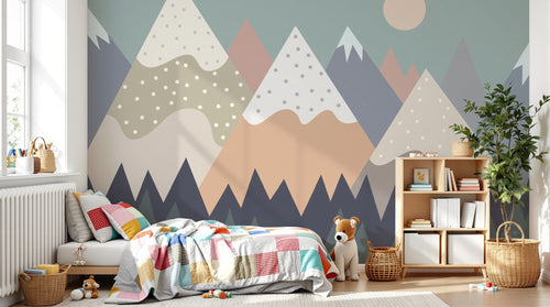 Design SL0429 — Papier peint Montagne Scandinave Enfant — Novomur