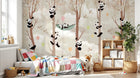 Design SL0581 — Papier peint Pandas grimpants ballons hamacs enfant — Novomur