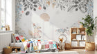 Design SL0679 — Papier peint Lapins velo fleurs aquarelle enfant — Novomur