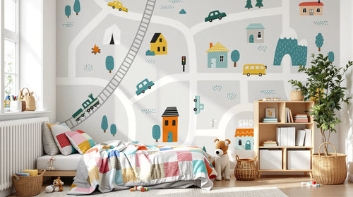 Design SL0771 — Papier peint Avions et Véhicules Enfant — Novomur