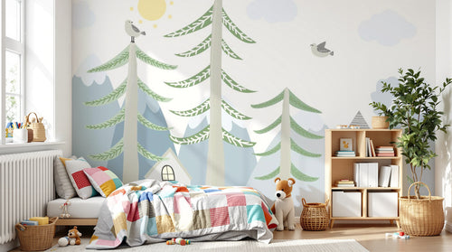 Design SL0840 — Papier peint Forêt Pins et Sapins - Collection 3 — Novomur