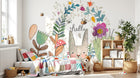 Design ZX0662 — Papier peint Lapin couronne fleurs hello enfant — Novomur