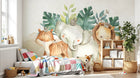 Design ZX0699 — Papier peint Tigre elephant lion aquarelle enfant — Novomur