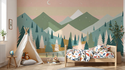 Design A0310 — Papier peint Montagne Scandinave Enfant — Novomur