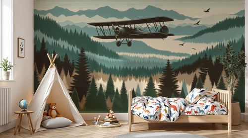 Design A0383 — Papier peint Avions et Véhicules Enfant — Novomur