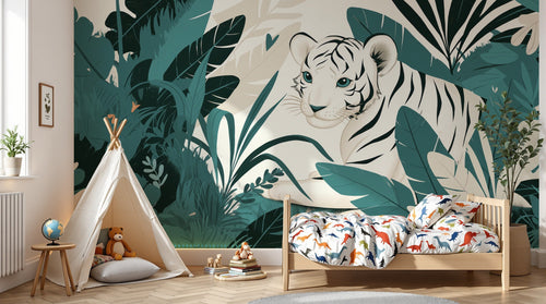 Design A0508 — Papier peint Jungle Enfant Tigre & Singes — Novomur