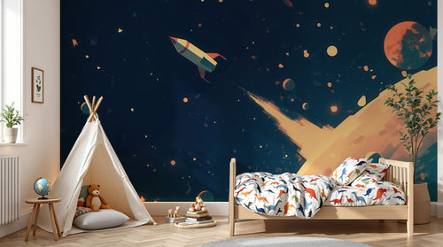 Design A0674 — Papier peint Espace Planètes Enfant — Novomur