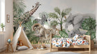 Design B013 — Papier peint Safari panoramique familles animaux — Novomur
