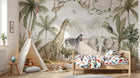 Design B020 — Papier peint Safari aquarelle palmiers lianes pastel — Novomur